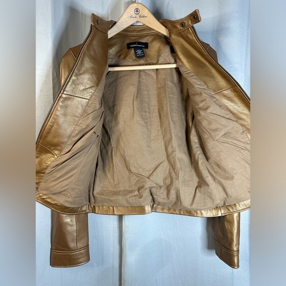 MODA INTERNATIONAL MOTO JACKET WOMEN'S LEATHER BRONZE SIZE SMALL - Picture 6 of 6